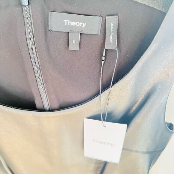 THEORY Scoop Neck Faux‎ Leather Tank Top, Black, Small, (4/6), Designer, NWT - Picture 13 of 16